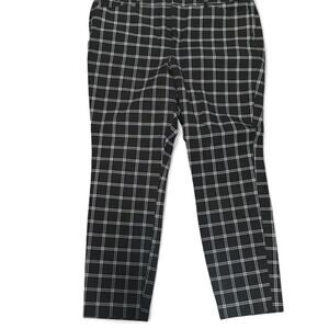 Old Navy Pixie Pants Womens 14 Black White Plaid High Rise Stretch Ankle